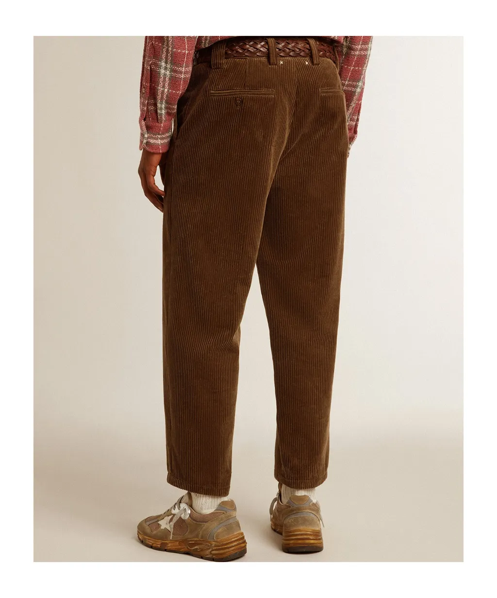 Straight-Leg Cropped Corduroy Trousers