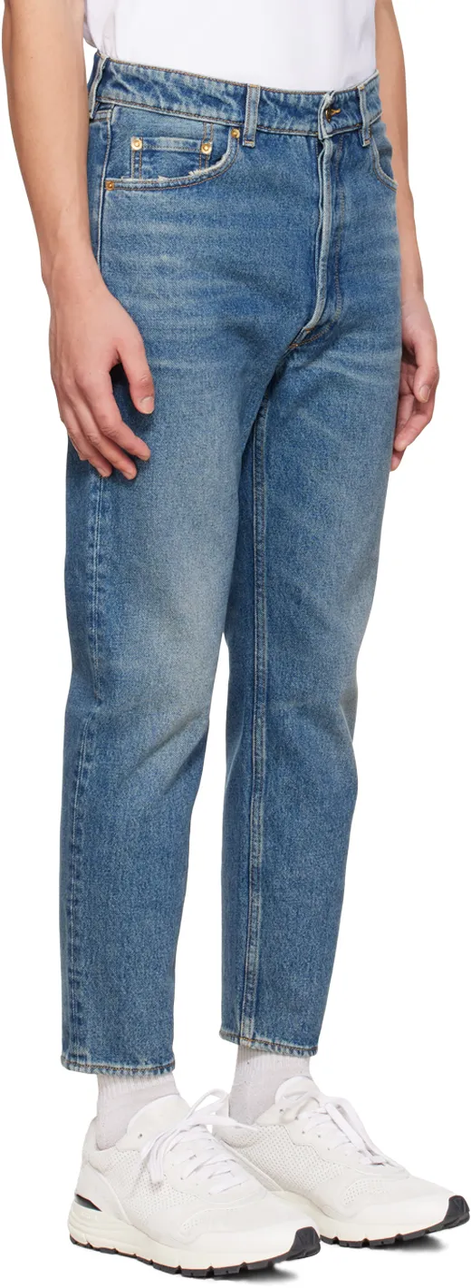 Washed Effect Straight Leg Jeans