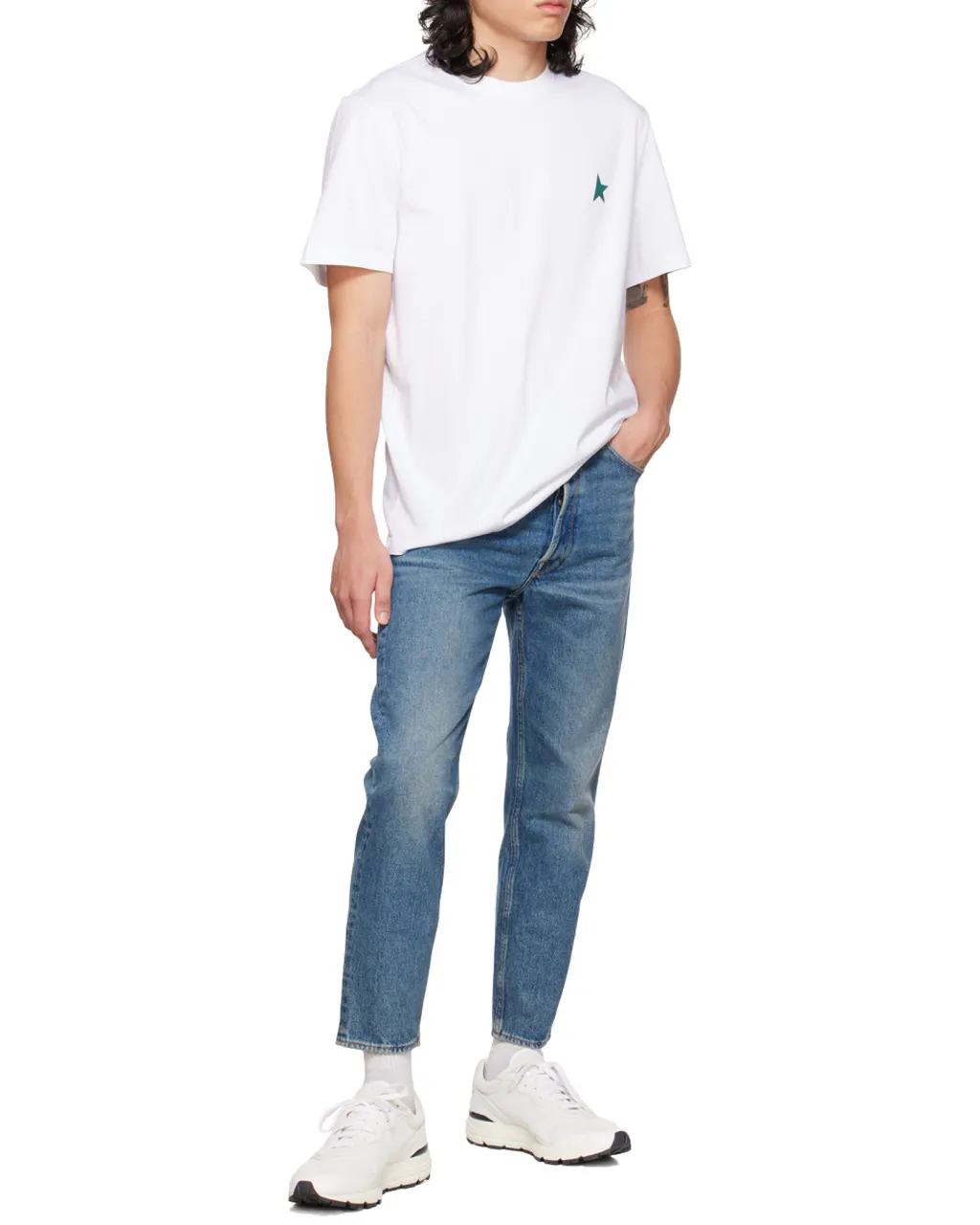 Washed Effect Straight Leg Jeans