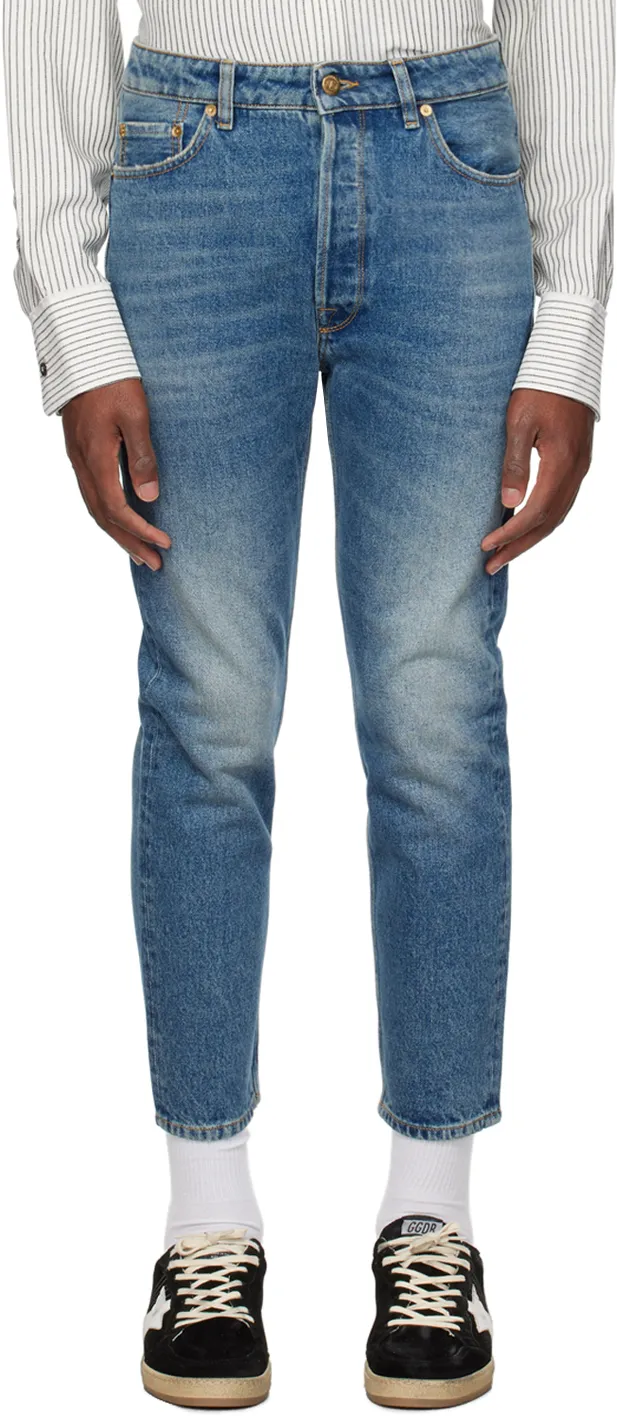 Washed Effect Straight Leg Jeans