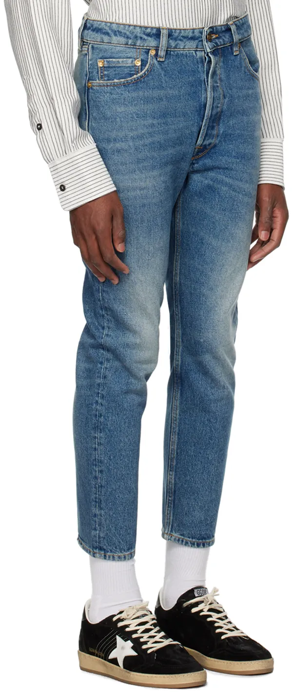 Washed Effect Straight Leg Jeans