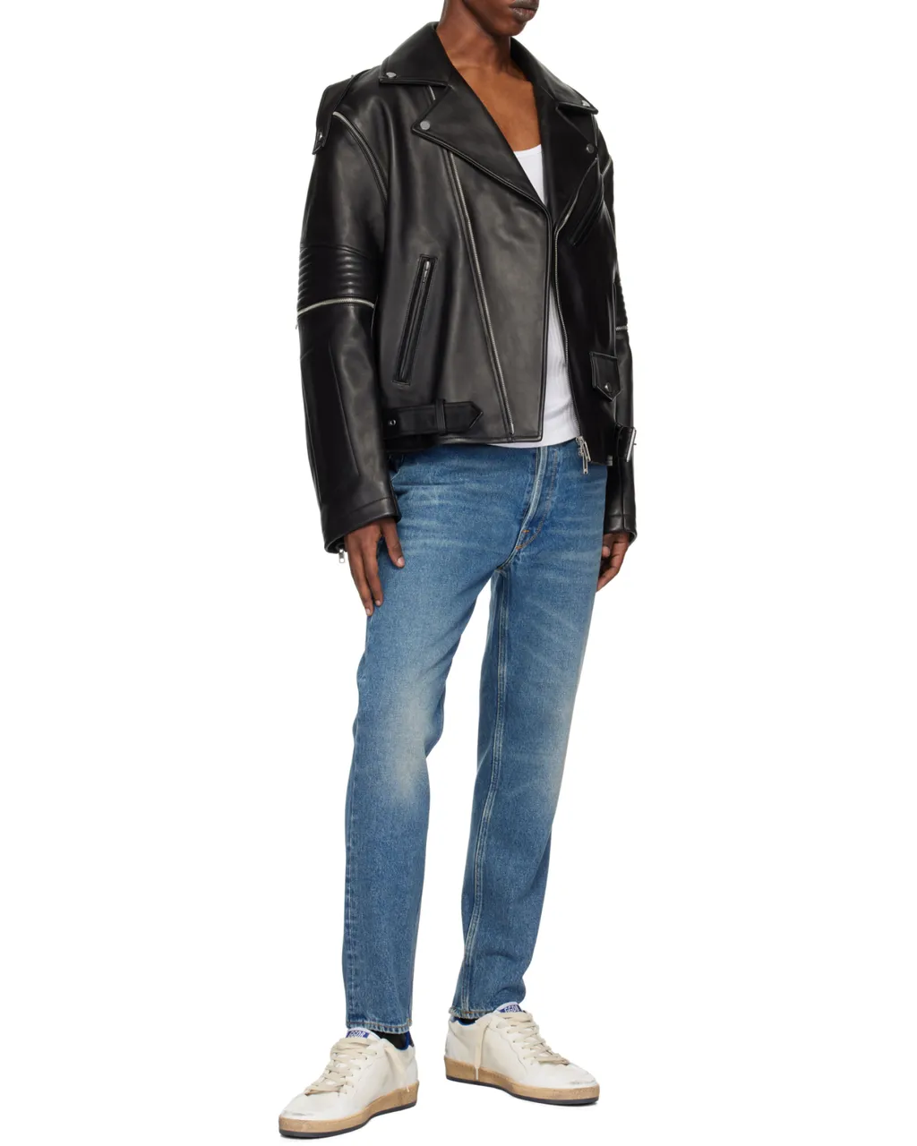 Washed Effect Straight Leg Jeans