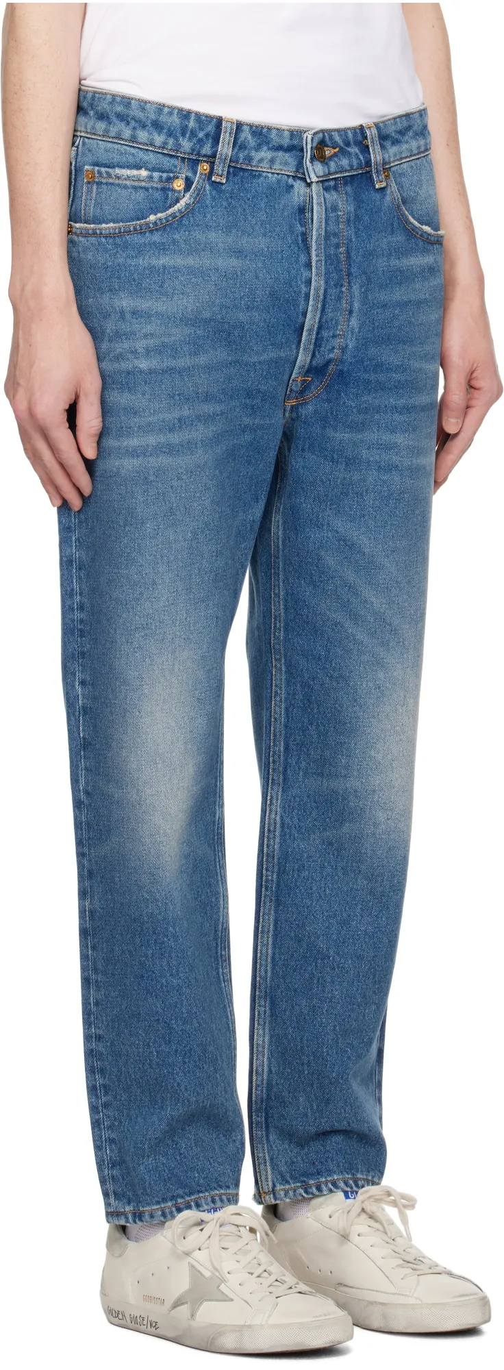 Washed Effect Straight Leg Jeans