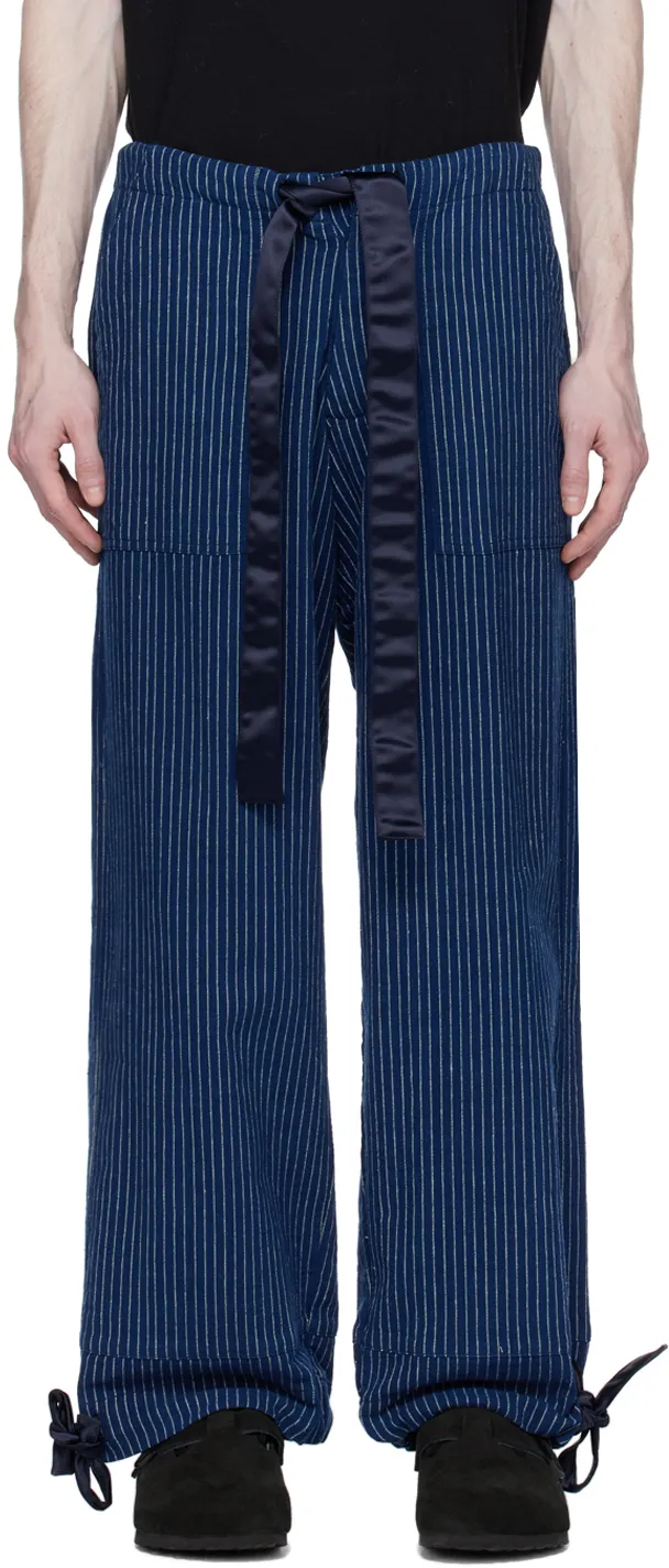 Striped Drawstring Straight Trousers