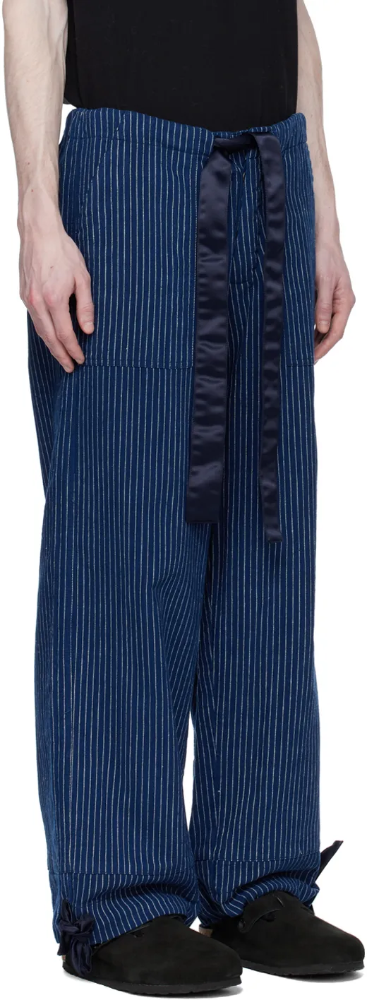 Striped Drawstring Straight Trousers