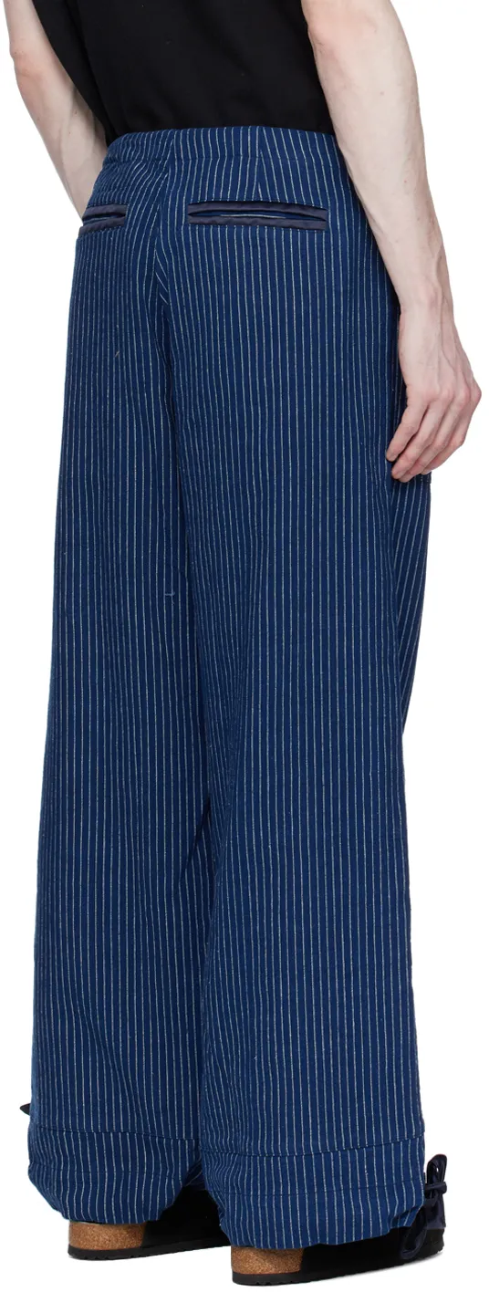 Striped Drawstring Straight Trousers