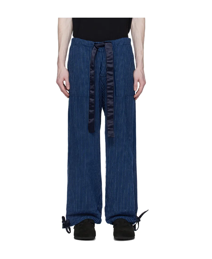 Striped Drawstring Straight Trousers