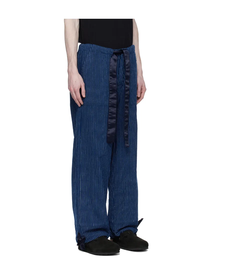 Striped Drawstring Straight Trousers