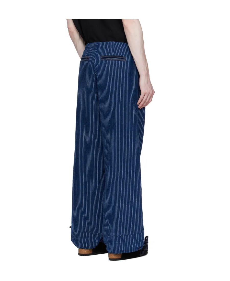 Striped Drawstring Straight Trousers