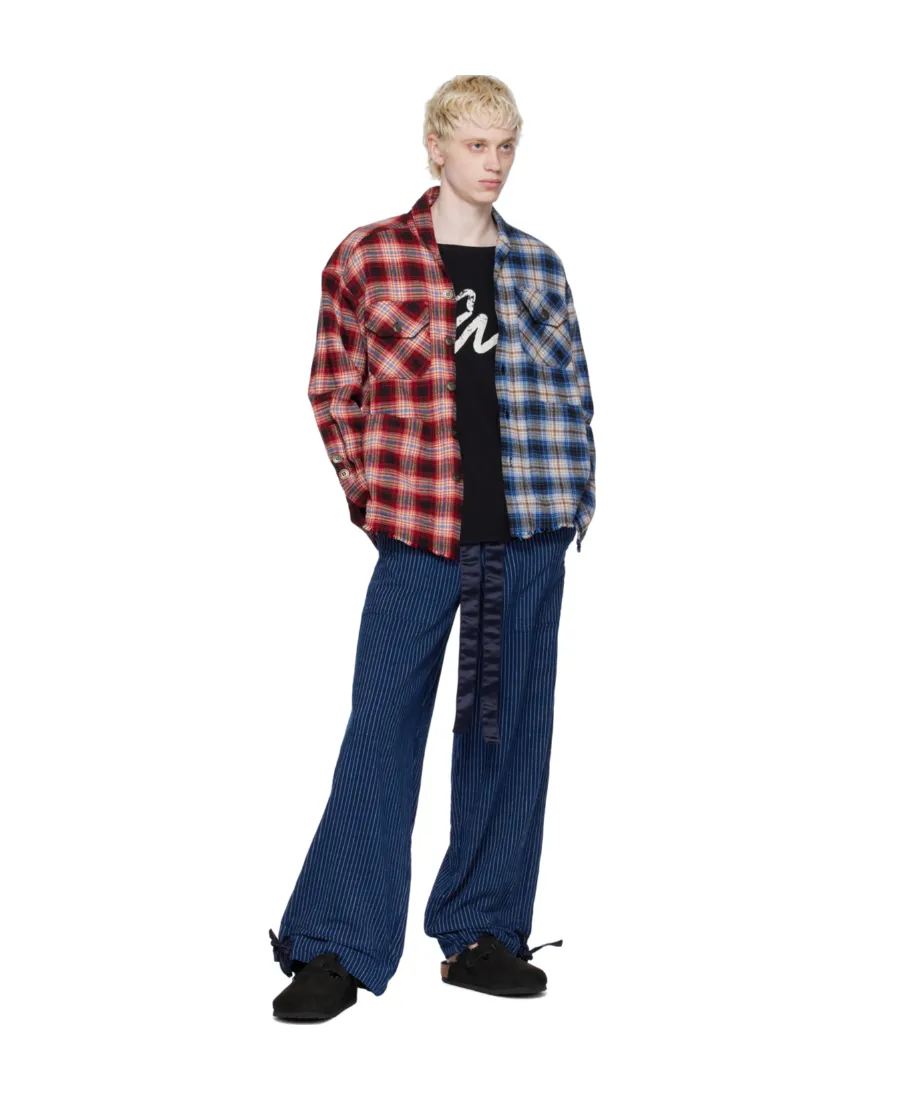 Striped Drawstring Straight Trousers