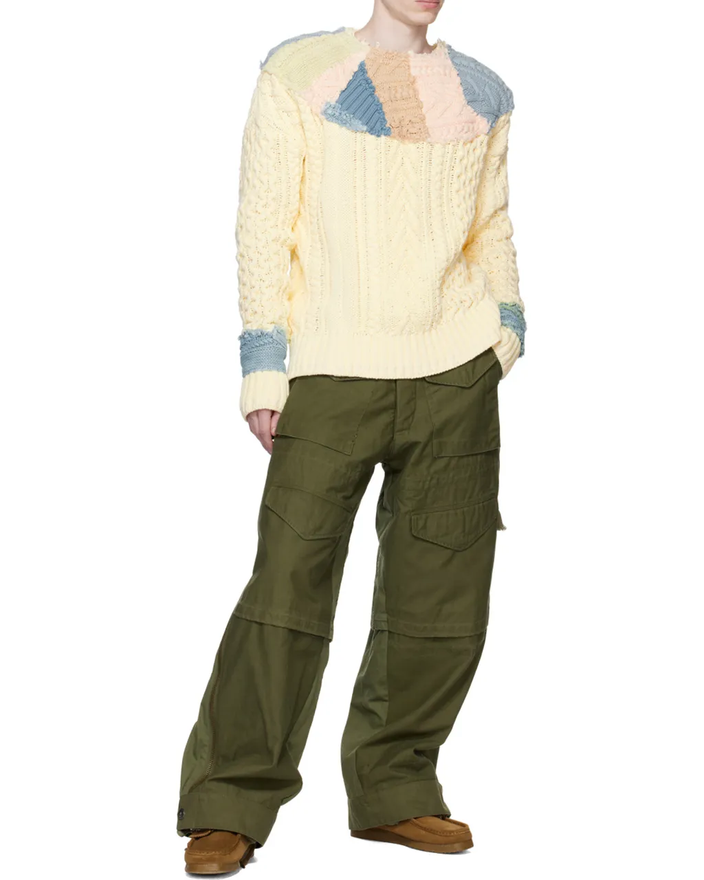 Patchwork Cable-Knit Jumper