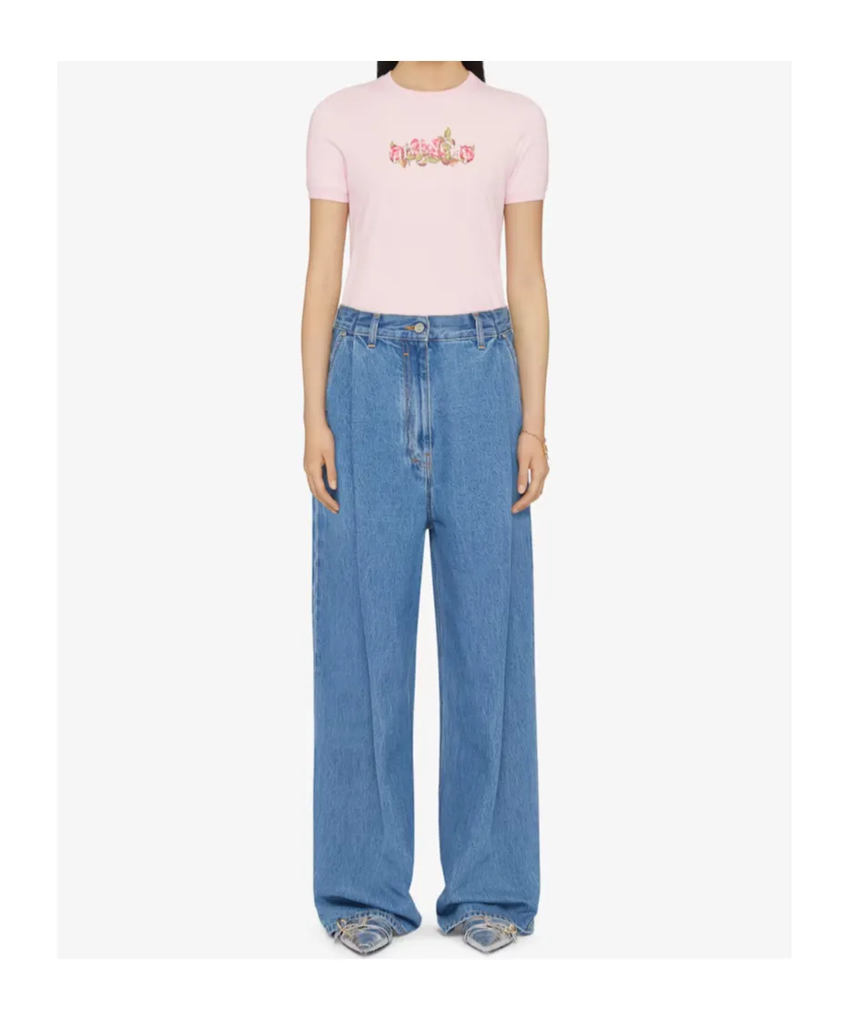 T-Shirt In Cotton With Roses Print