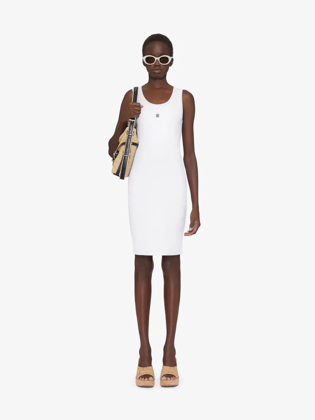 4G Plaque Ribbed-Knit Tank Dress