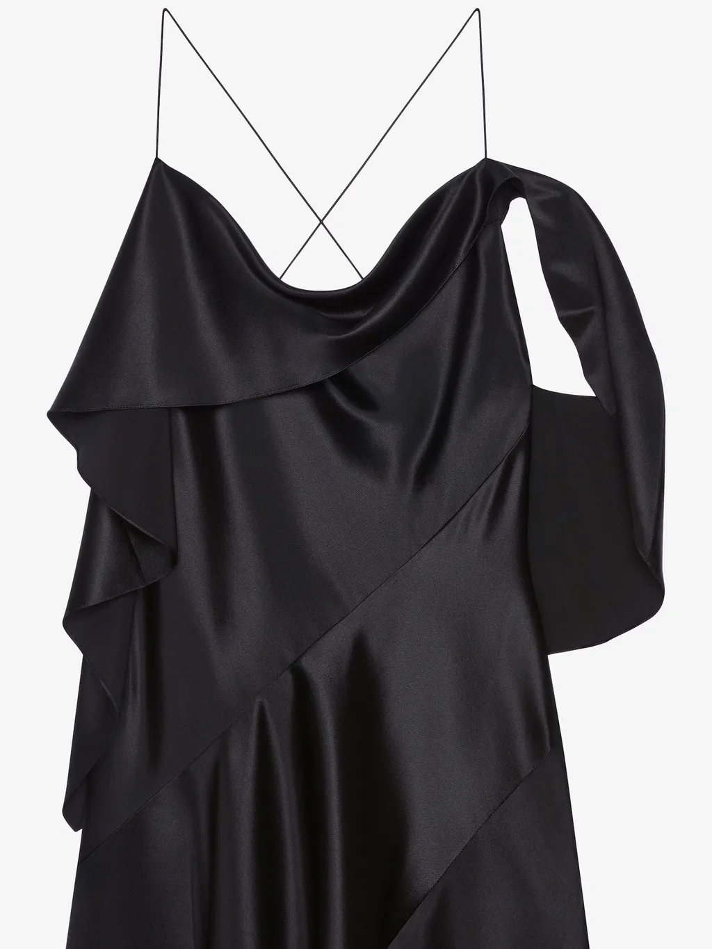 Asymmetric Draped Dress In Satin