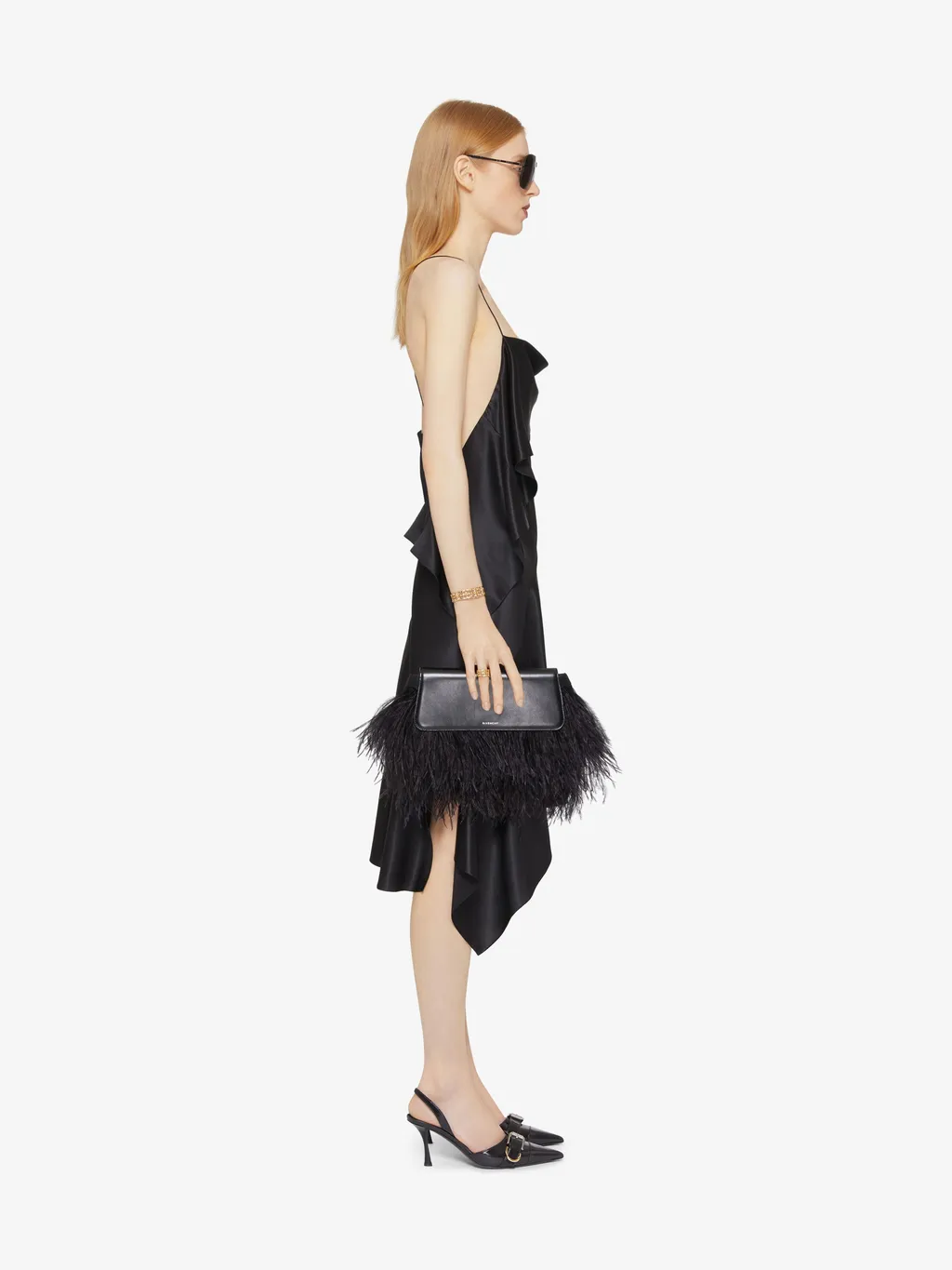 Asymmetric Draped Dress In Satin