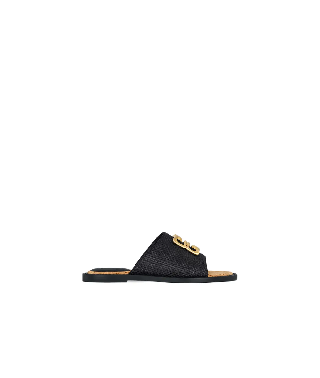 4G Liquid Flat Mules In Raffia