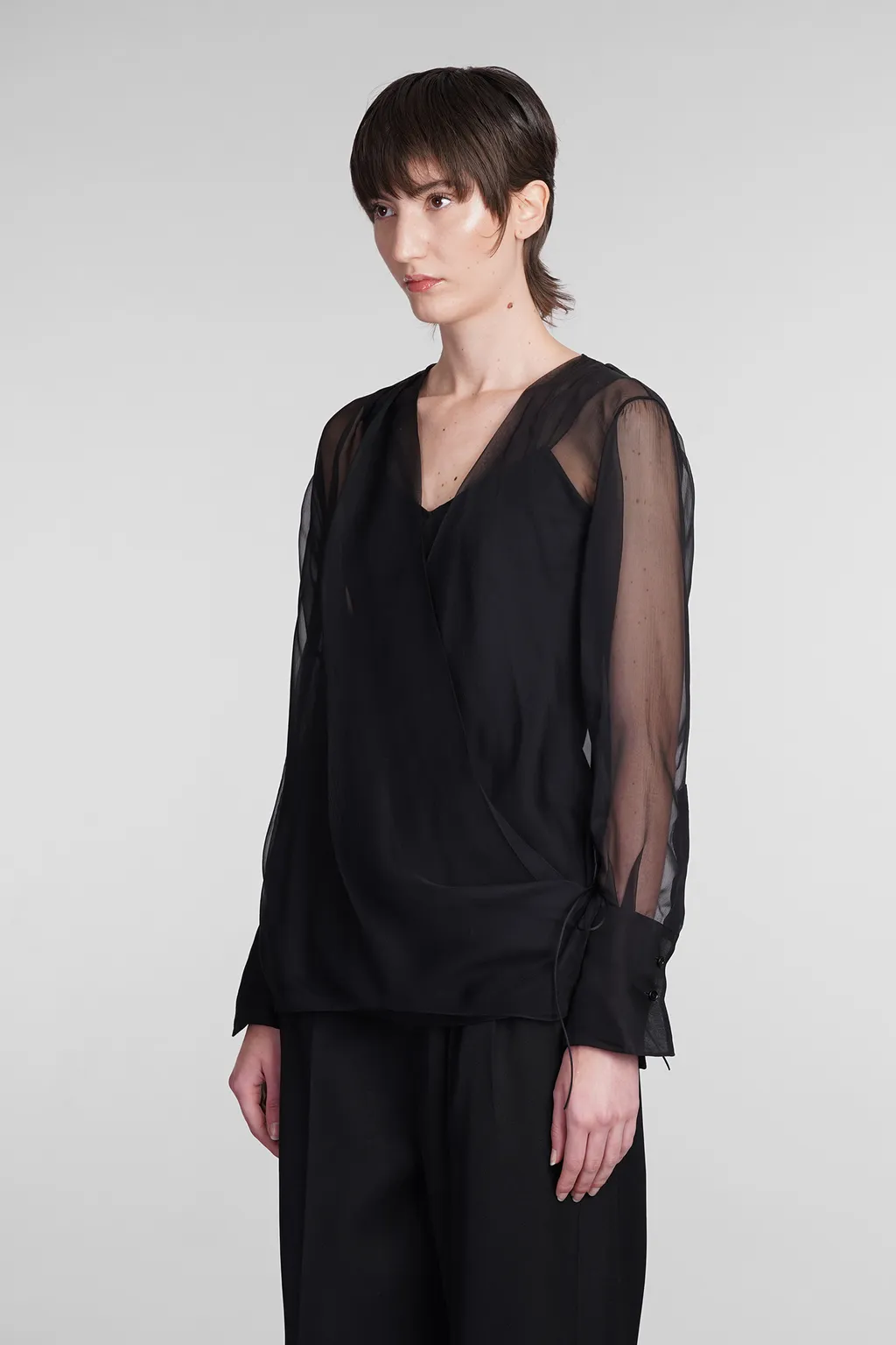 Sheer Detailed Long-Sleeve Top