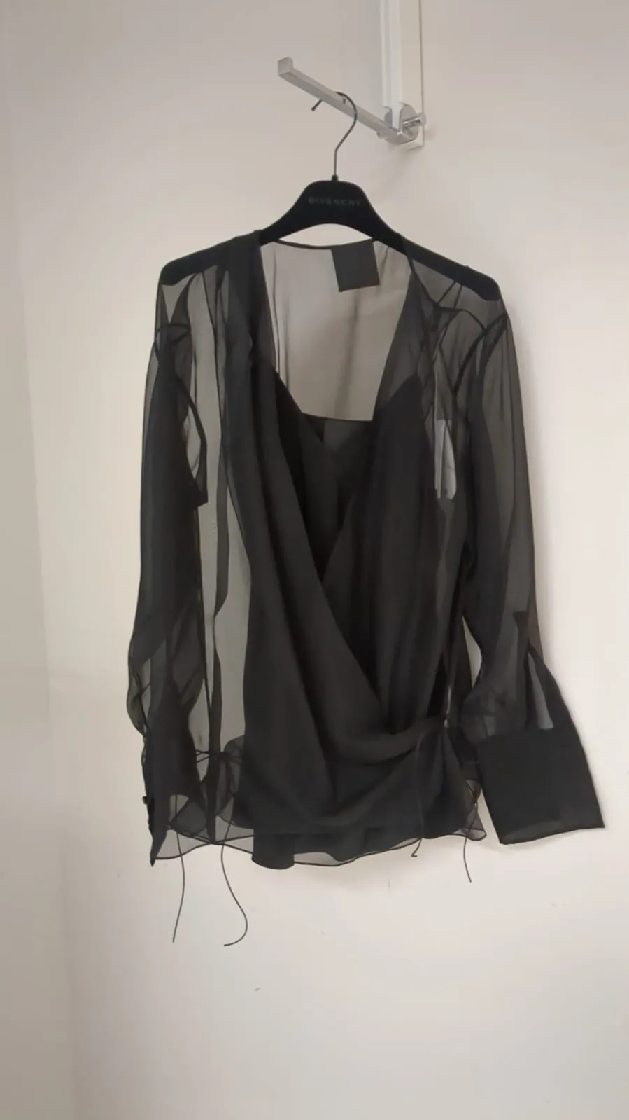 Sheer Detailed Long-Sleeve Top