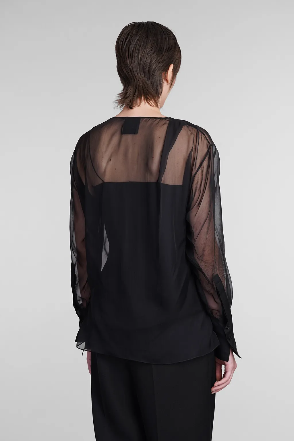 Sheer Detailed Long-Sleeve Top