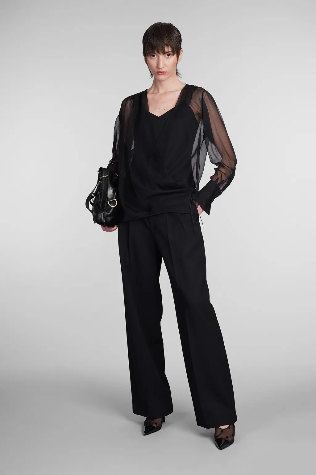 Sheer Detailed Long-Sleeve Top