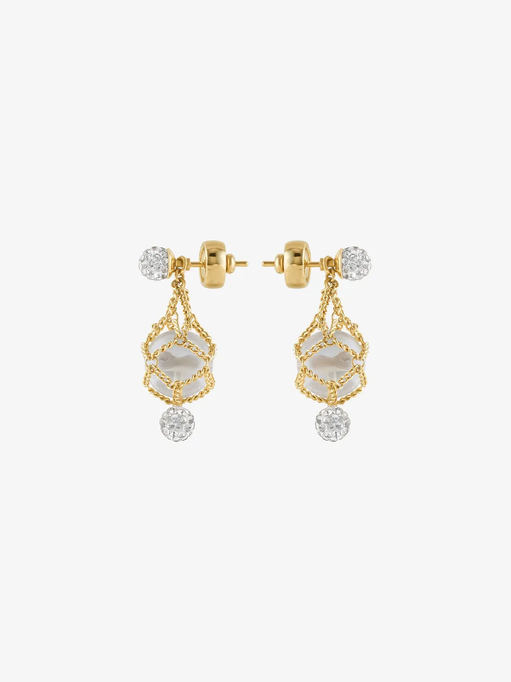 Pearling Earrings In Metal With Pearls And Crystals
