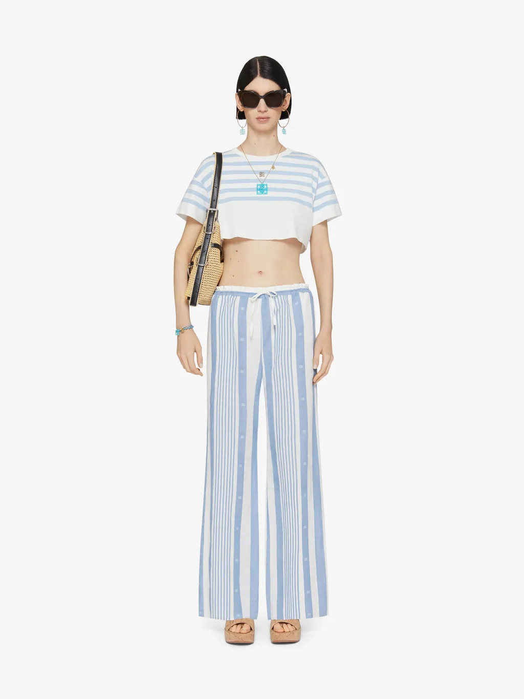 Striped Motif Drawstring Trousers