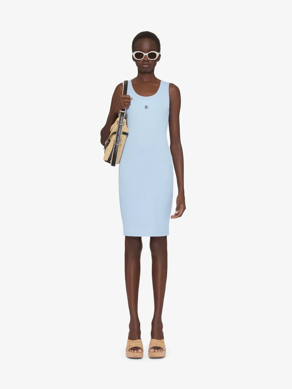 4G Plaque Ribbed-Knit Tank Dress