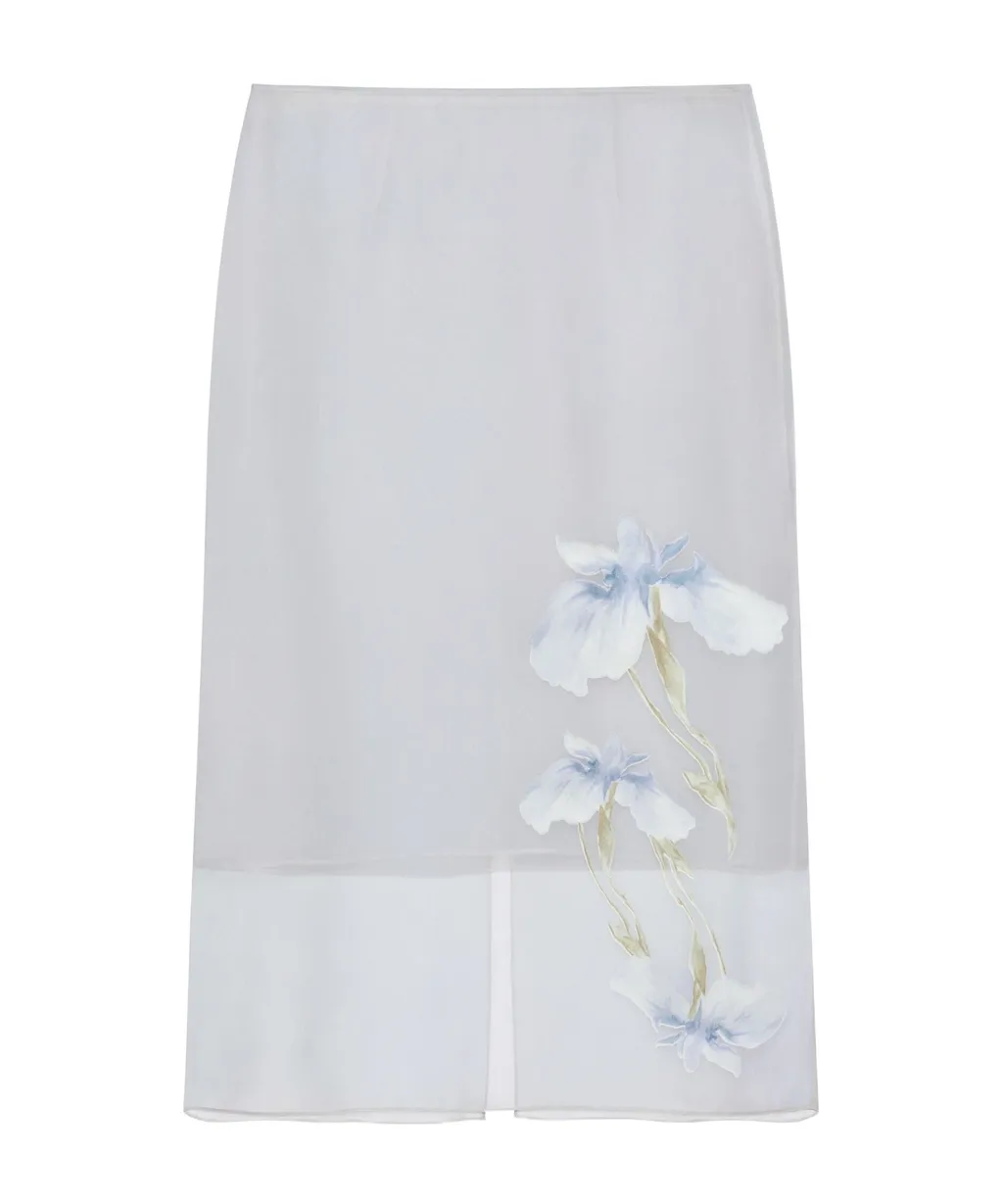Skirt In Floral DÉVoré Satin