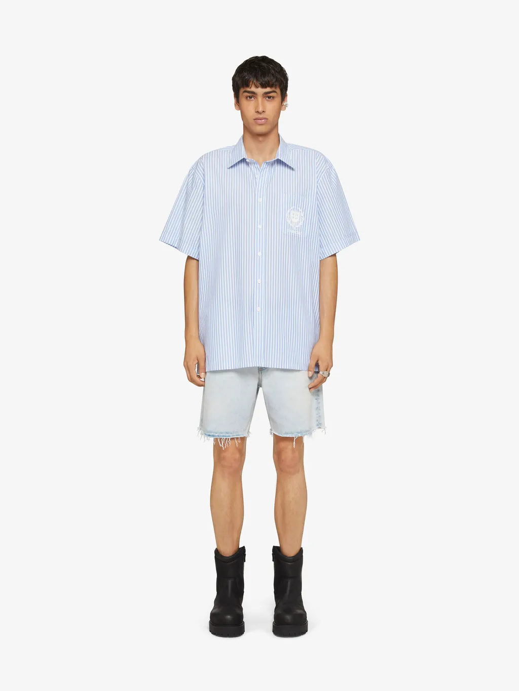 Logo Embroidered Striped Shirt