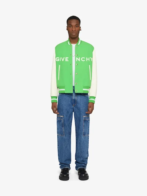 Logo Patch Button-Up Varsity Jacket
