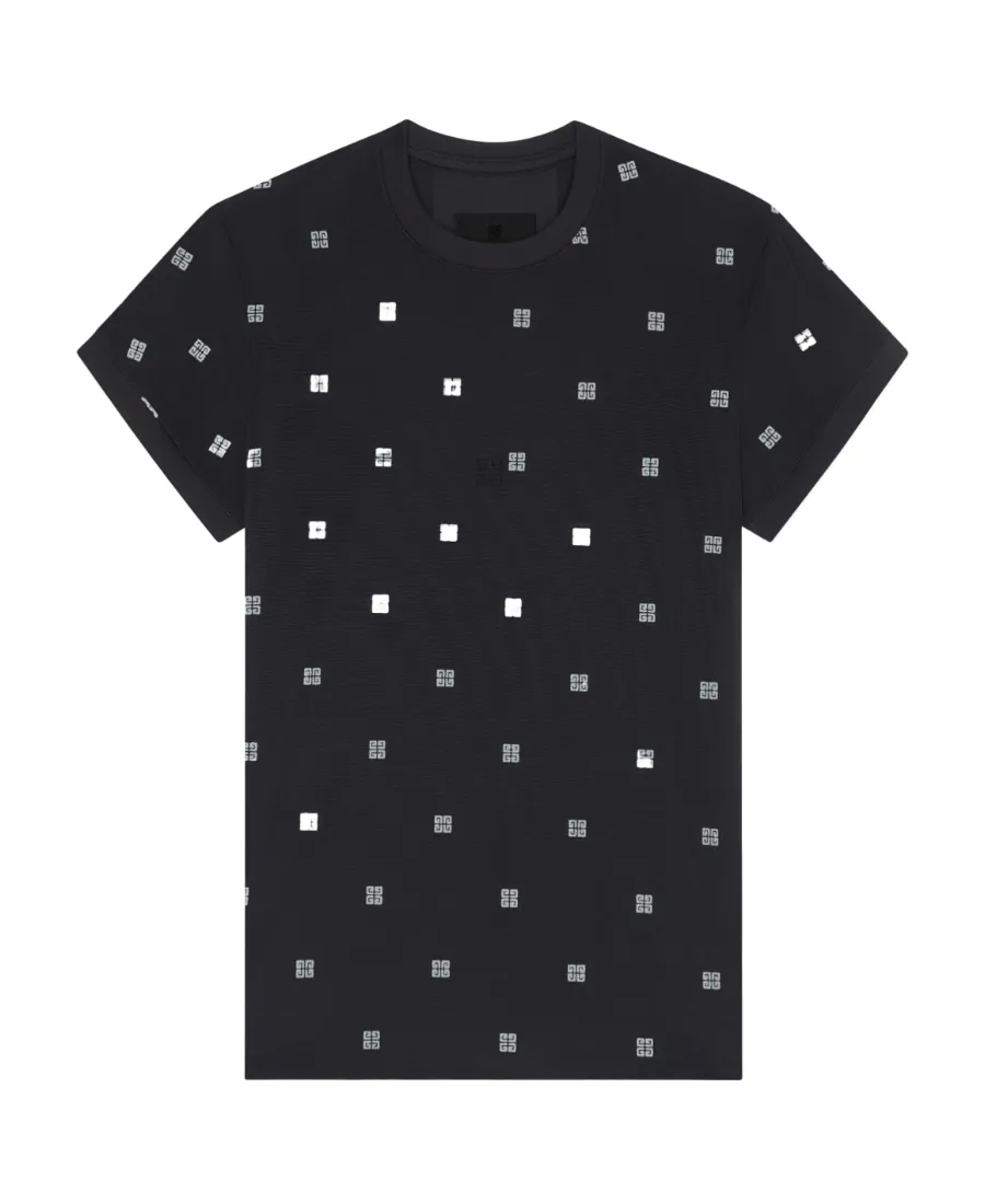 Double Layered Slim Fit T-Shirt In 4G Tulle