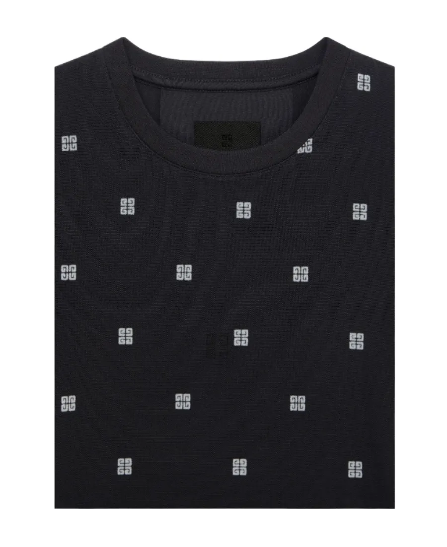 Double Layered Slim Fit T-Shirt In 4G Tulle