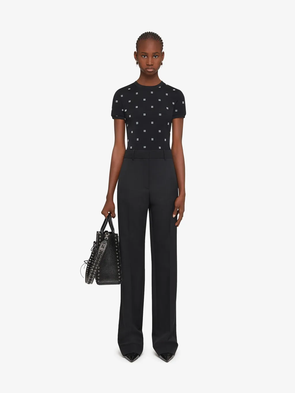 Double Layered Slim Fit T-Shirt In 4G Tulle