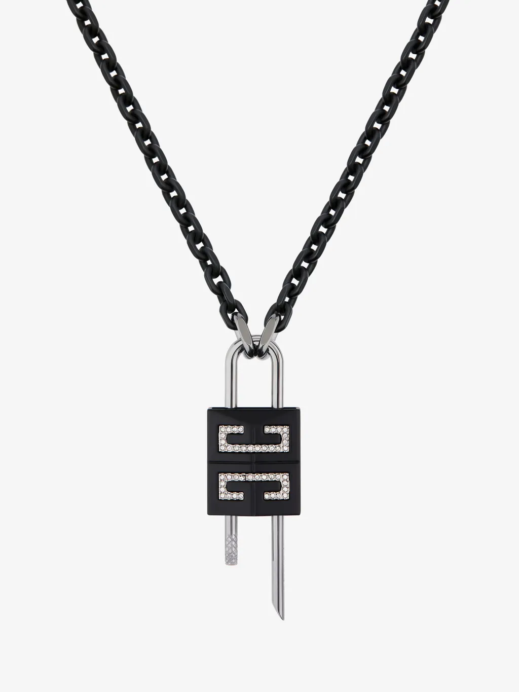 Small Lock Necklace In Metal With Crystals