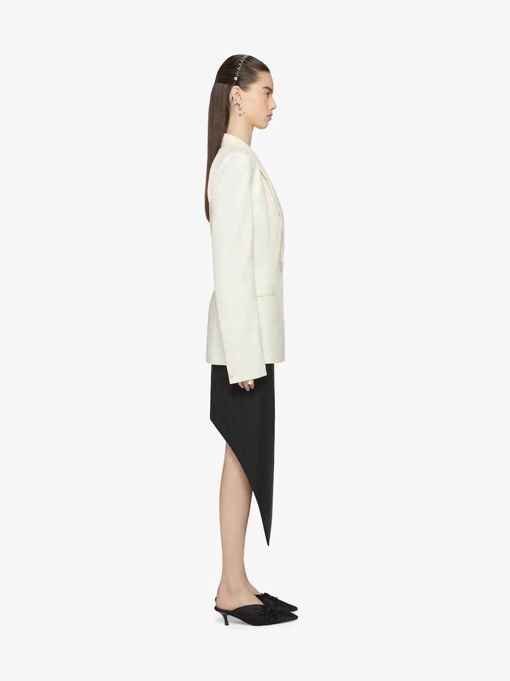 Asymmetric Tailored Pencil Skirt
