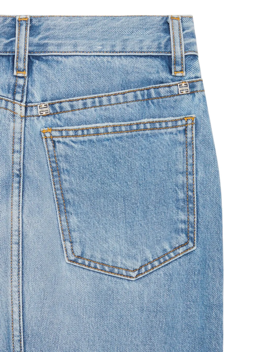 Asymmetric Denim Midi Skirt