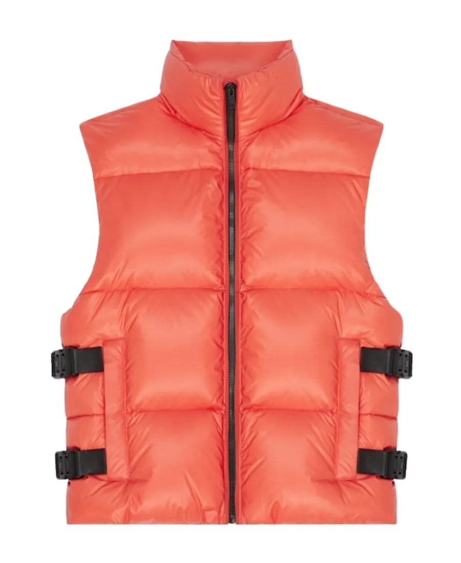 Sleeveless Puffer Jacket With Buckles