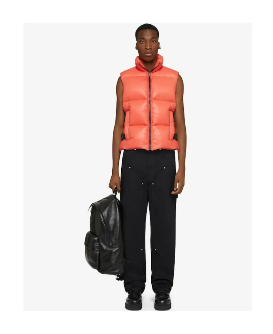 Sleeveless Puffer Jacket With Buckles