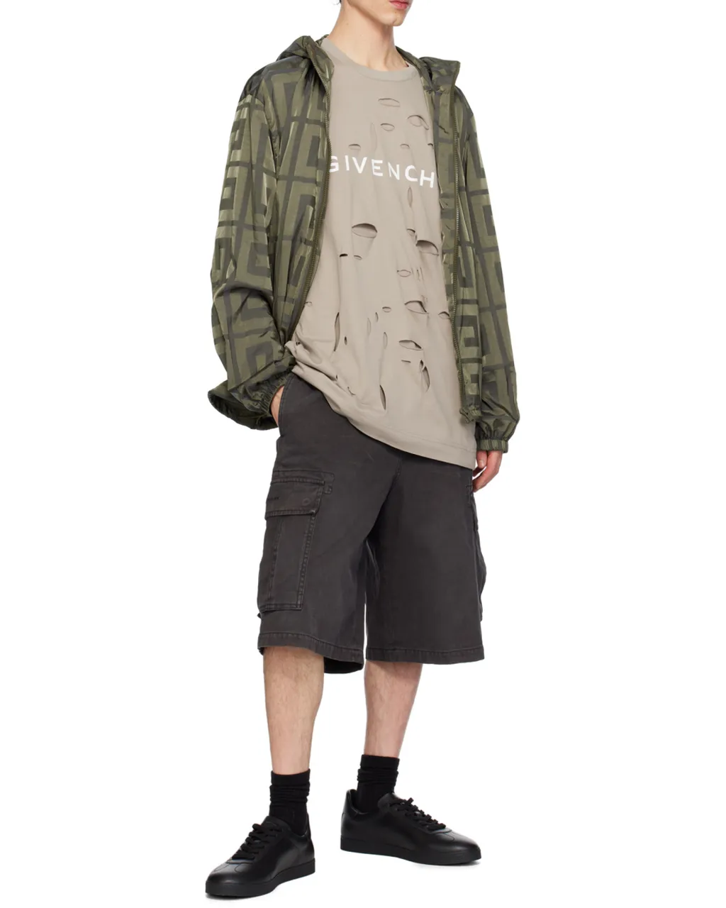 4G Pattern Hooded Windbreaker