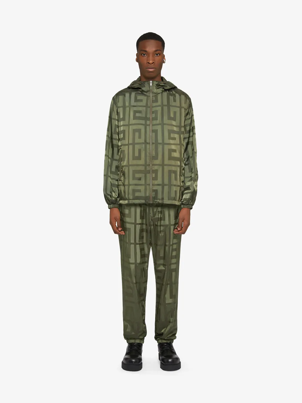 4G Pattern Hooded Windbreaker