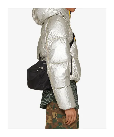 Laminated Hooded Zip-Up Puffer Jacket