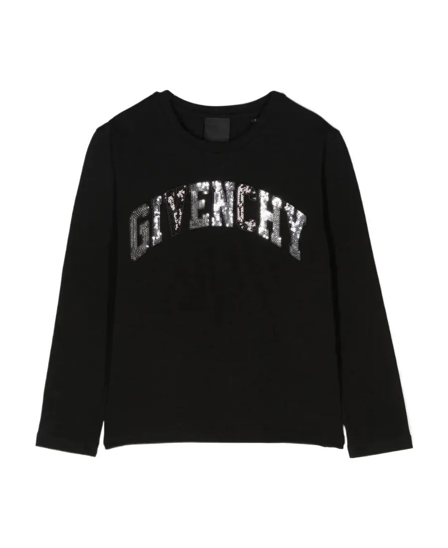 Sequin Logo Long-Sleeved T-Shirt