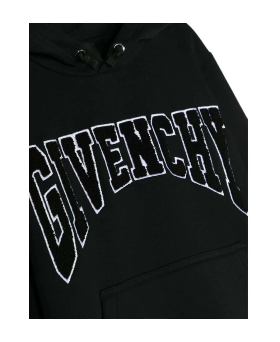 Logo Flocked Drawstring Hoodie
