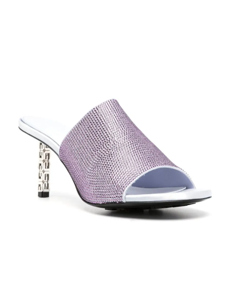 G Cube Mules In Satin With Strass