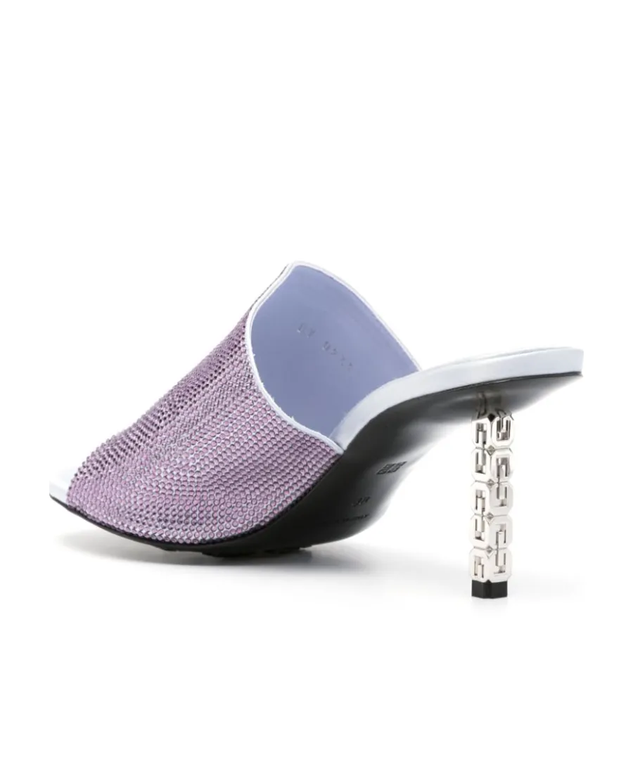 G Cube Mules In Satin With Strass