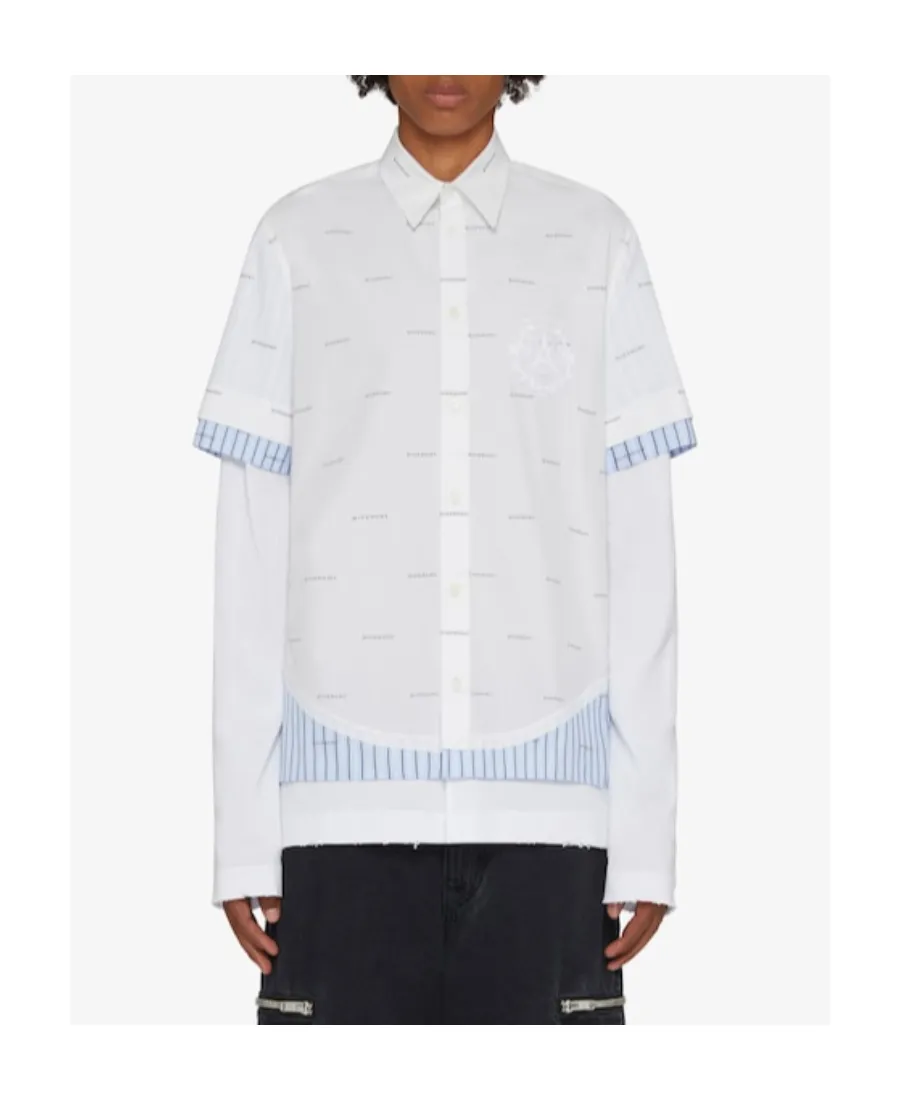 All-Over Logo Printed Double-Layered Shirt