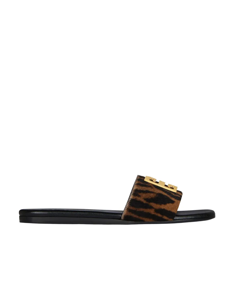 Logo Leopard Print Slippers