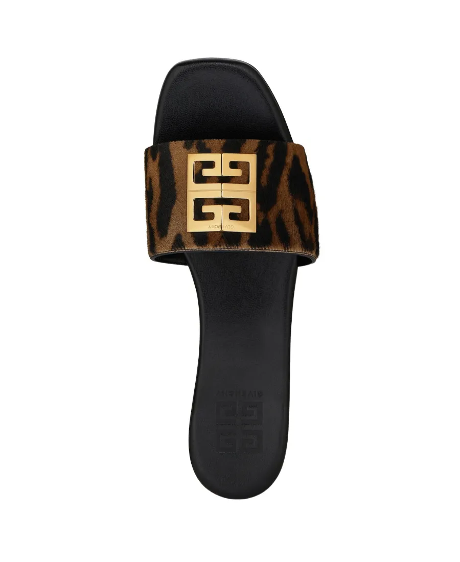 Logo Leopard Print Slippers