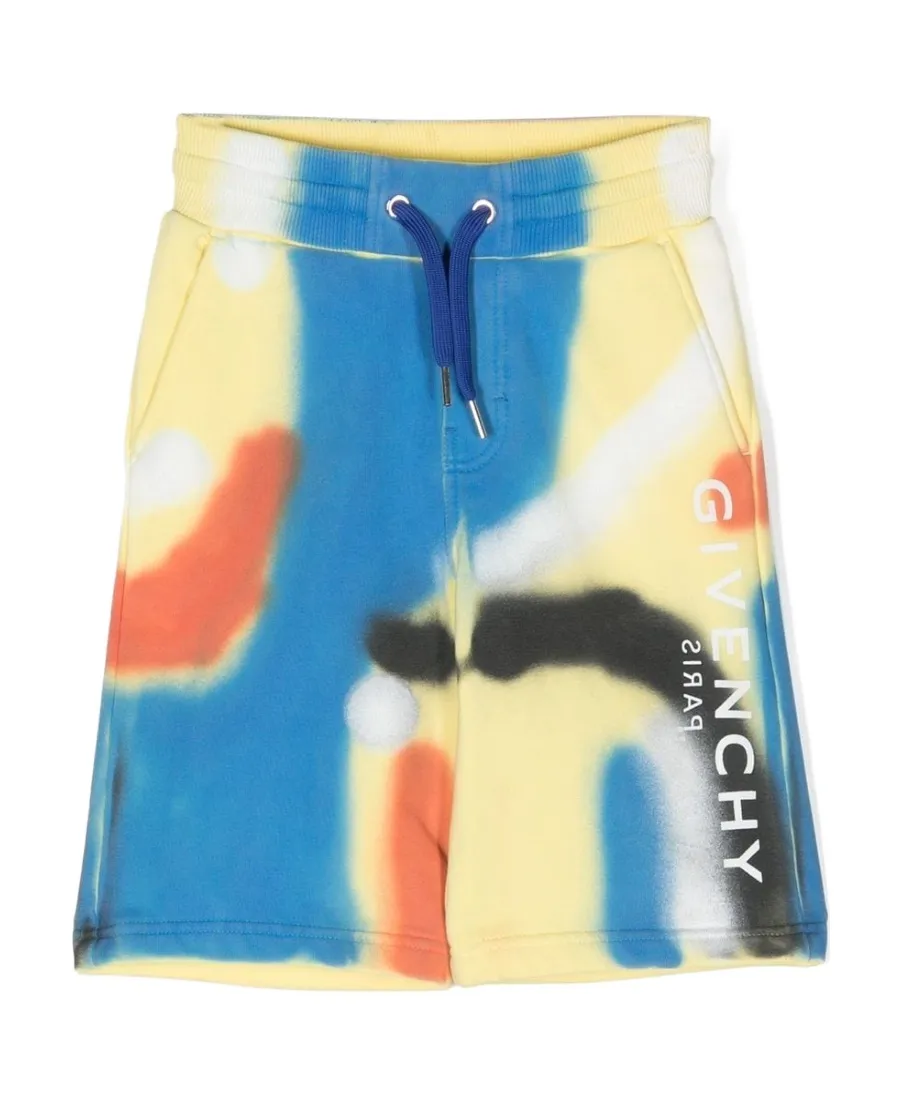 Spray-Painted Printed Sports Shorts