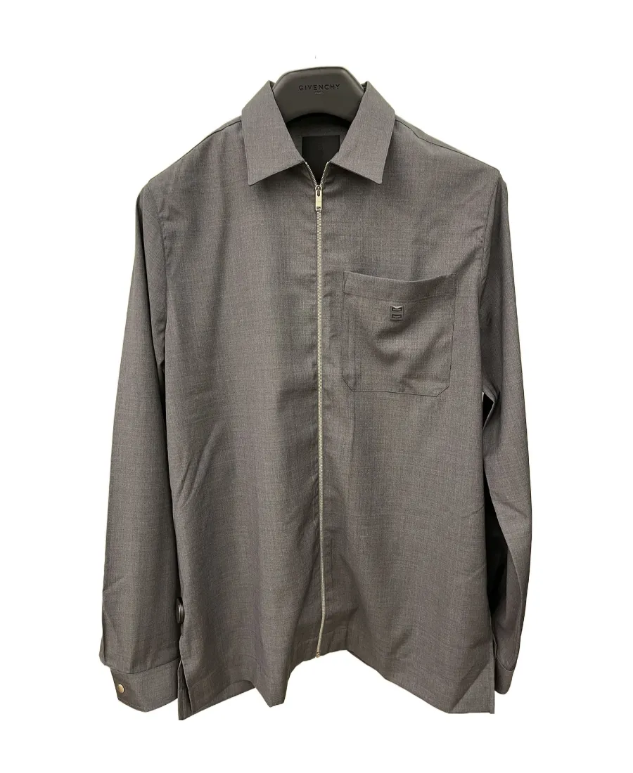 Logo Plaque Zip-Up Shirt